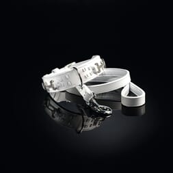 Collar Derby Faux leather white with Swarovski rocks