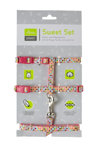 Cat and Puppy harness rosa